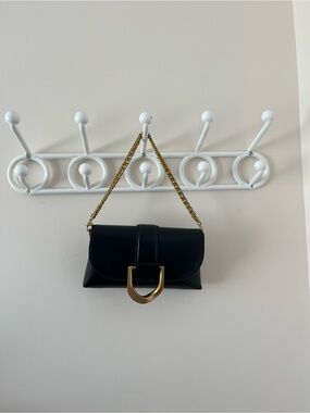 Charles and Keith Mini Black Bag with Gold Chain and Buckle